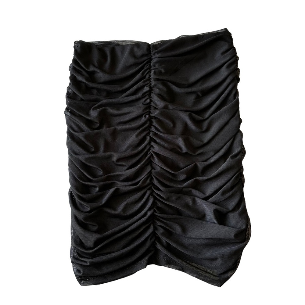 Black Ruched Mesh Double Lined Pencil Skirt NWT from Fashion Nova